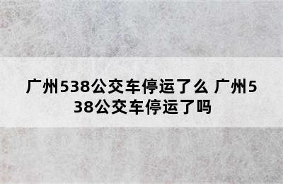 广州538公交车停运了么 广州538公交车停运了吗